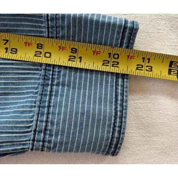 Hester Orchard Shirt Blue Stripe Tencel Western Button Down Sz Med NWT Farmcore - Picture 10 of 12